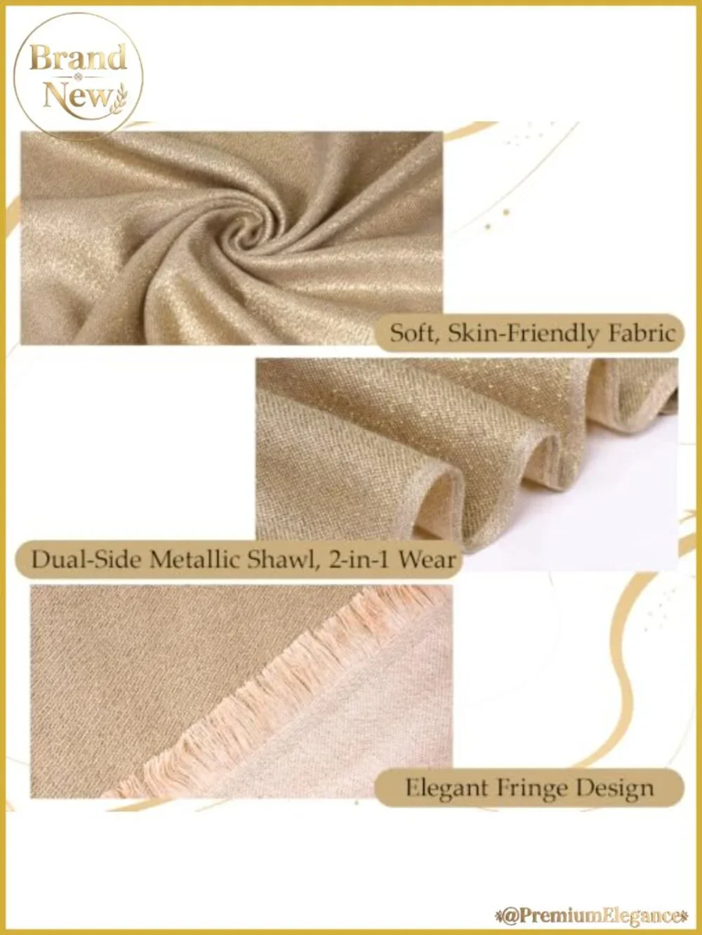Metallic Sparkling Shawl Wrap Scarf for Evening Dresses Wedding Bridal